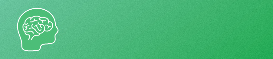 Header graphic. Person head with brain outline graphic.